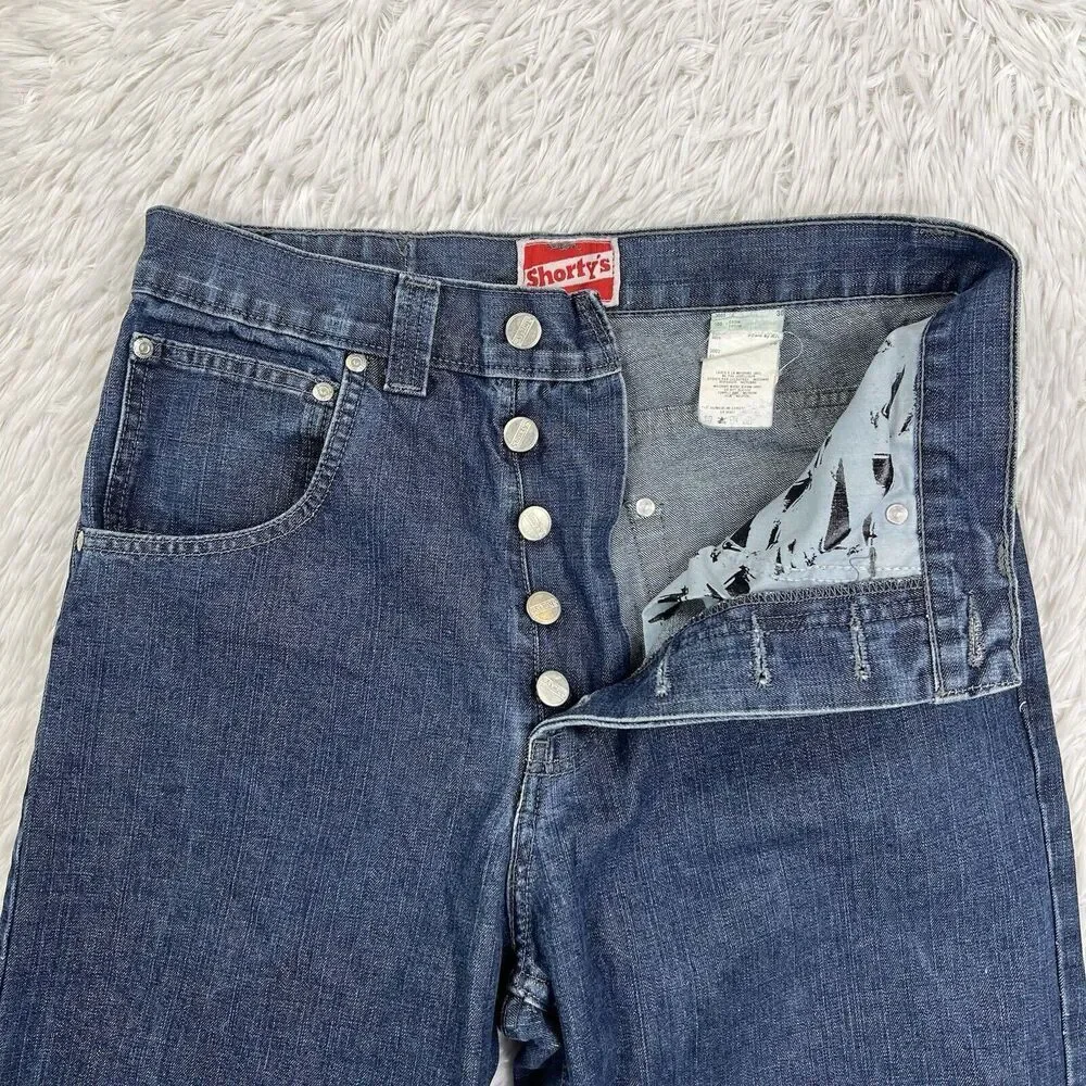 Vintage‎ Y2K Shorty's Skateboards Denim Jeans BAGGY 90s Button Fly Mens Sz 30x29